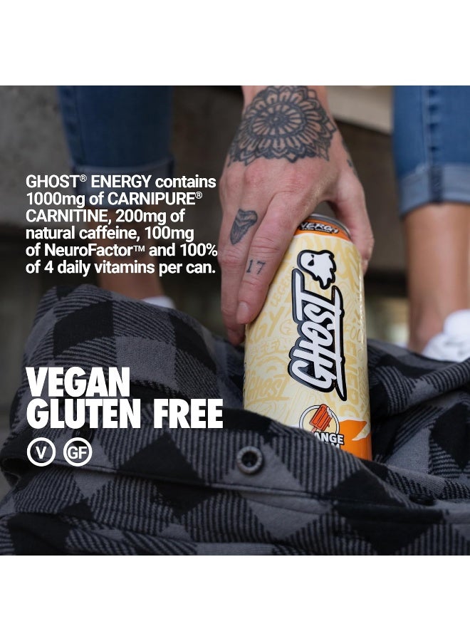 Ghost مشروب الطاقة GHOST ENERGY خالي من السكر - عبوة 12، كريمة البرتقال، علب 16 أونصة - Image 5